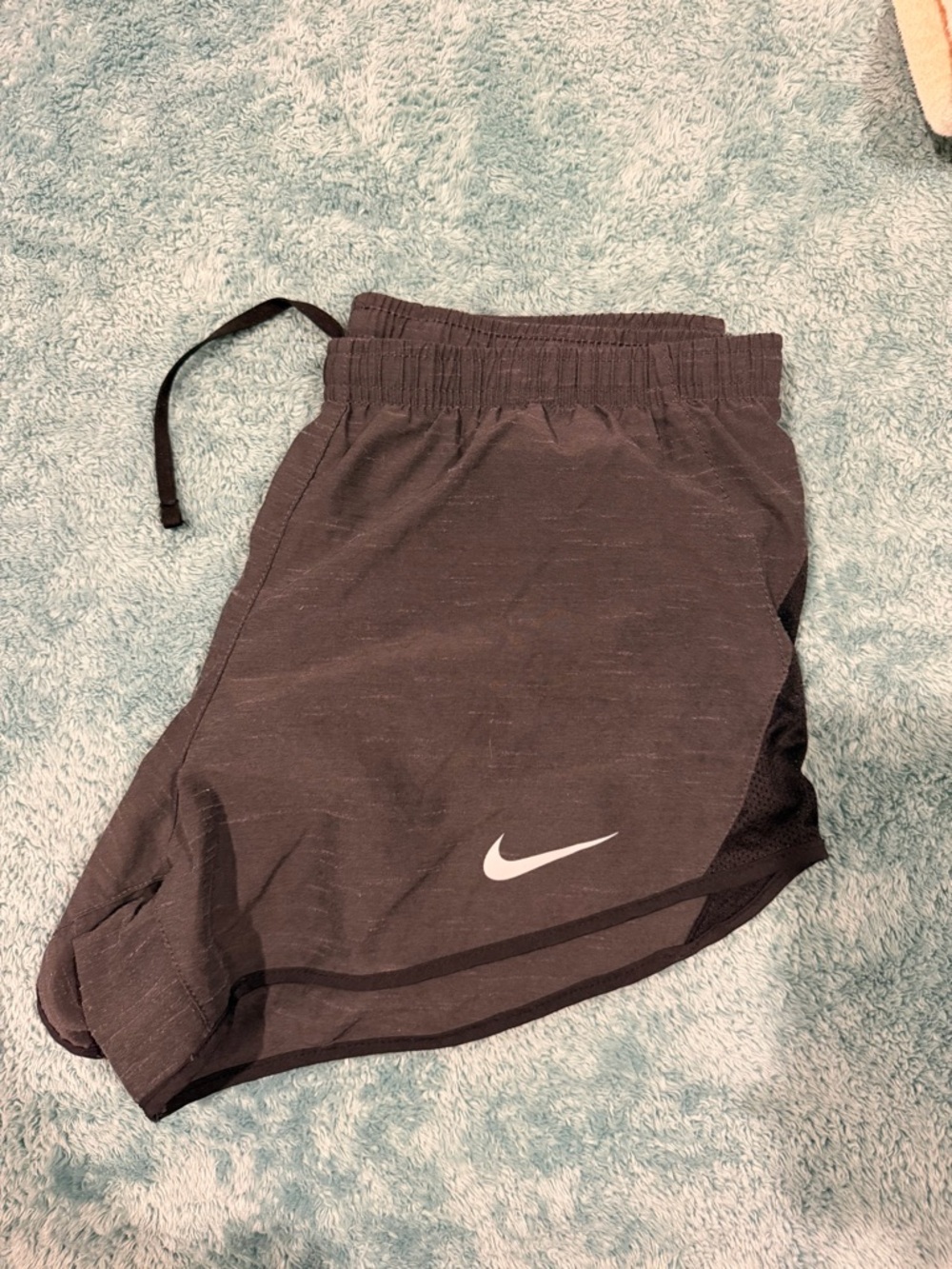 Nike Dark Gray Women's Athletic Shorts with White Swoosh